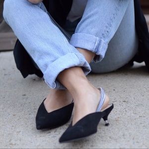 Zara checkered gingham low pointy heels